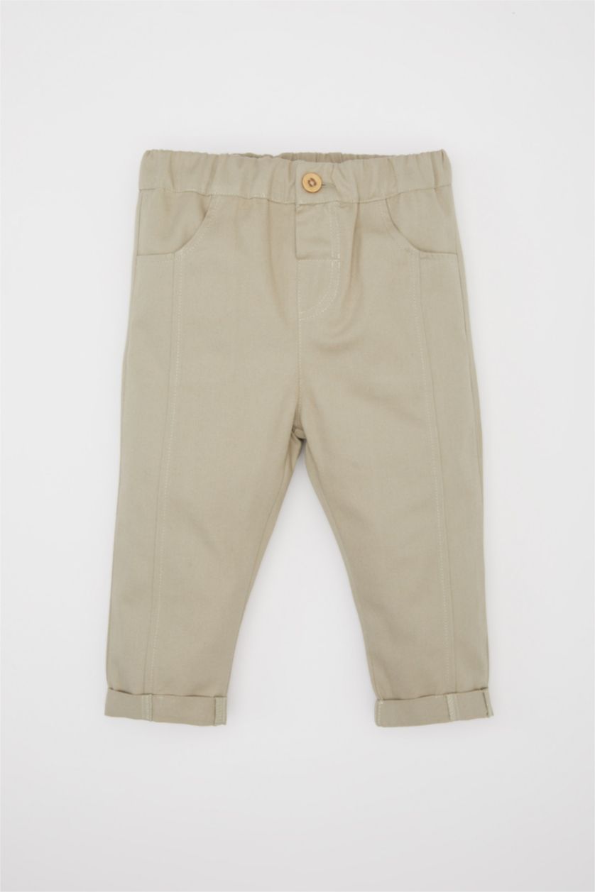 Erkek Bebek Açık Haki Erkek Bebek Düz Paça Twill Pantolon