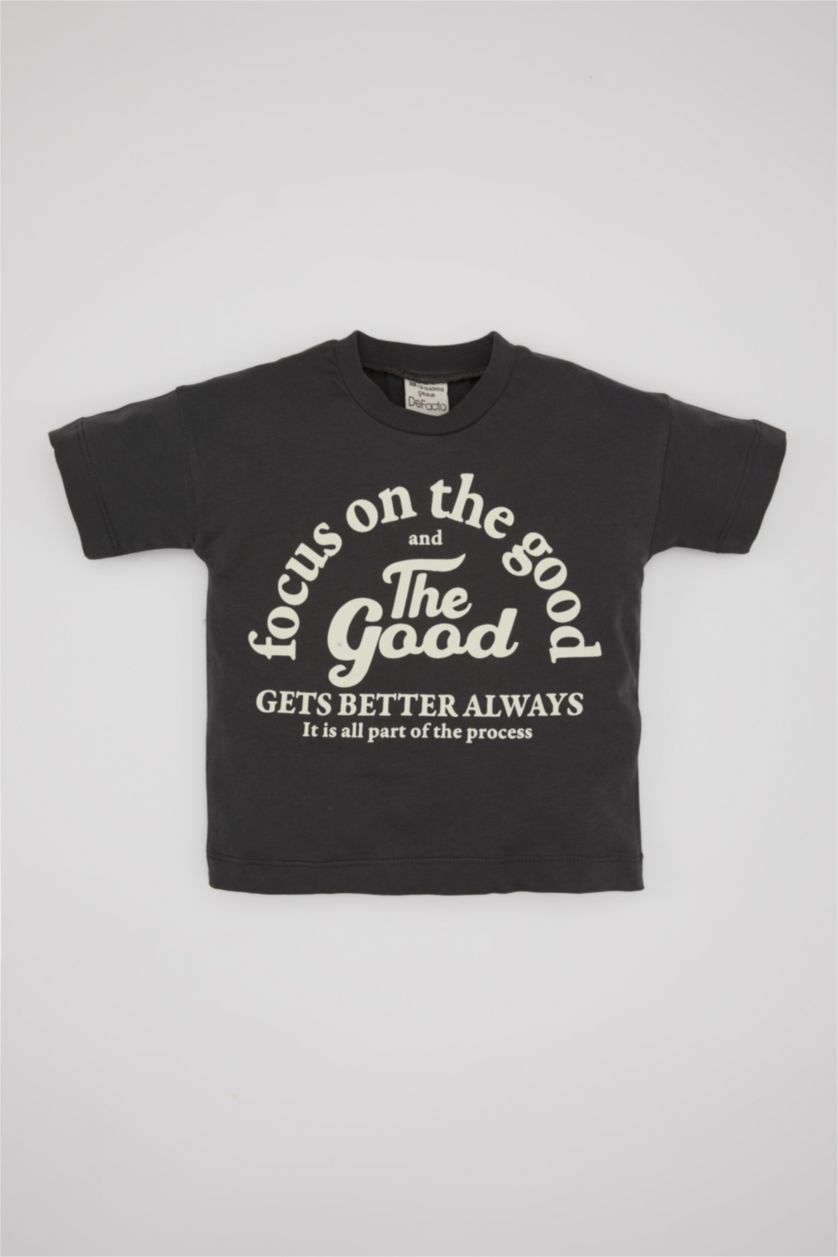 BABY BOY Stone Baby Boy Slogan Printed Jersey T-Shirt Salopet 2 Piece Set