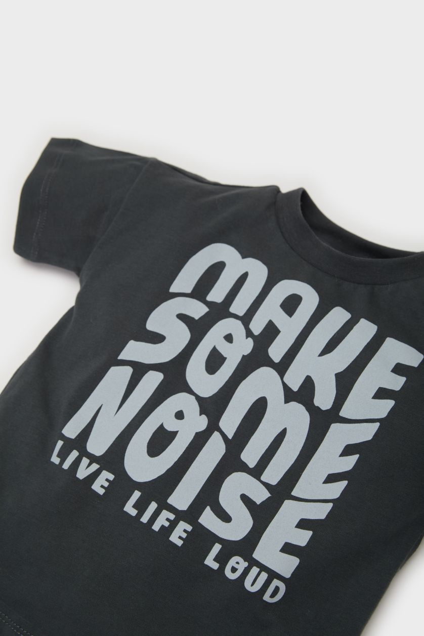 طفل صغير أنثرا طقم بيبي اولادي تيشيرت وسالوبيت بطبعة شعار - قطعتين