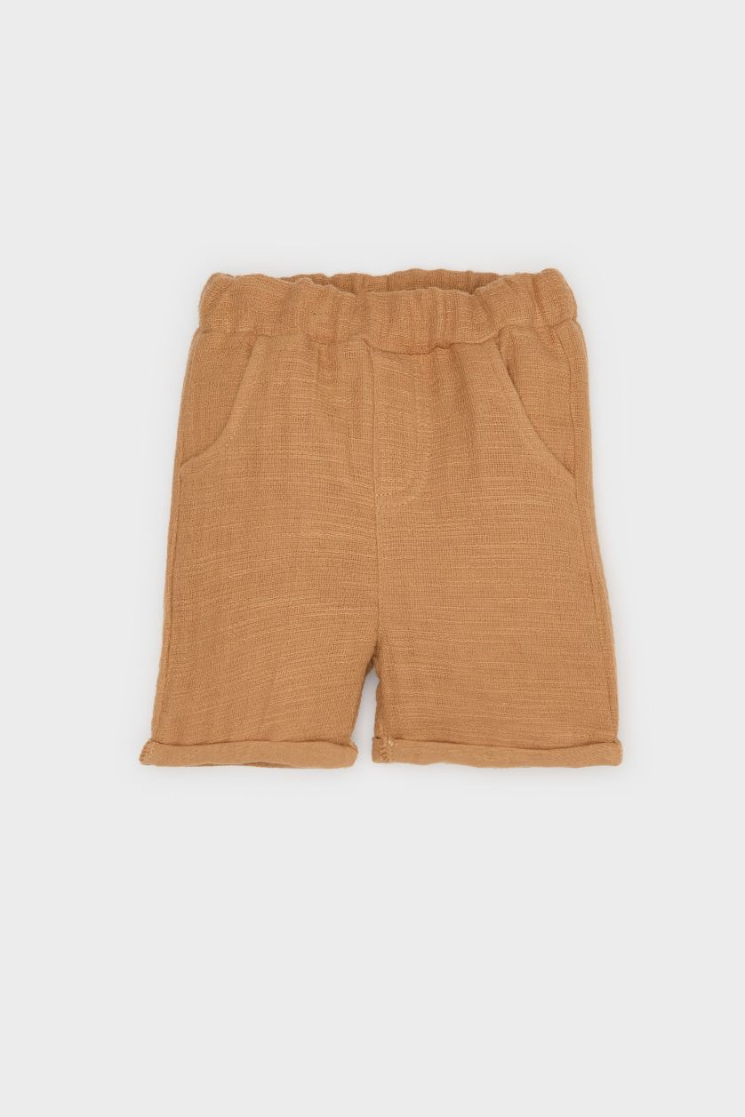 Малыши мальчики Бежевый Детский комплект из 2 предметов: короткорукавная рубашка из муслина и шорты с эластичным поясом