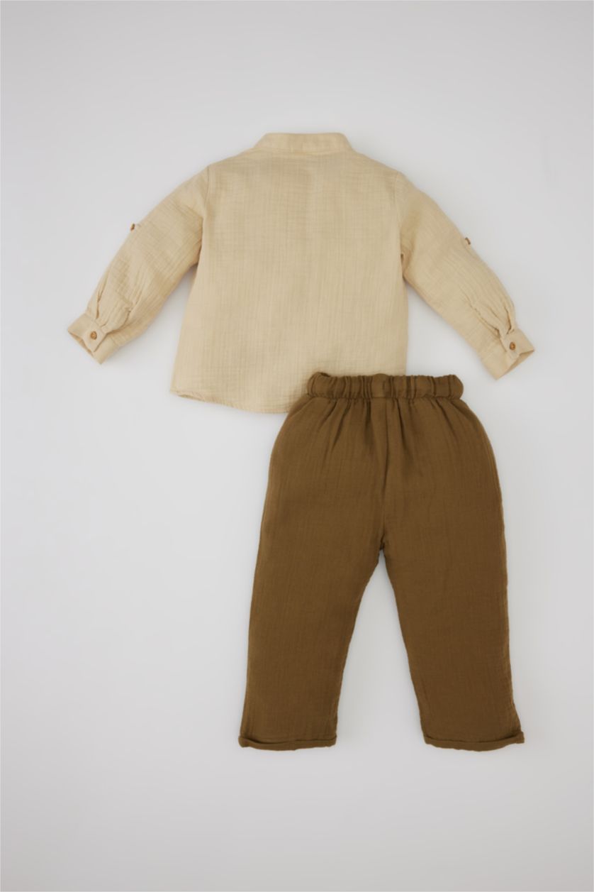 مولود ذكر بيج طقم ولادي قميص وبنطلون - قطعتين