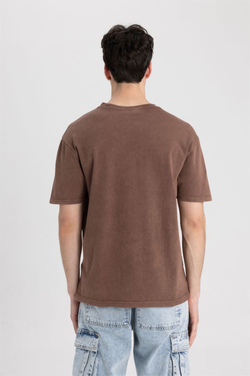 Man Light Brown Pink Floyd Regular Fit Crew Neck Short Sleeve T-Shirt