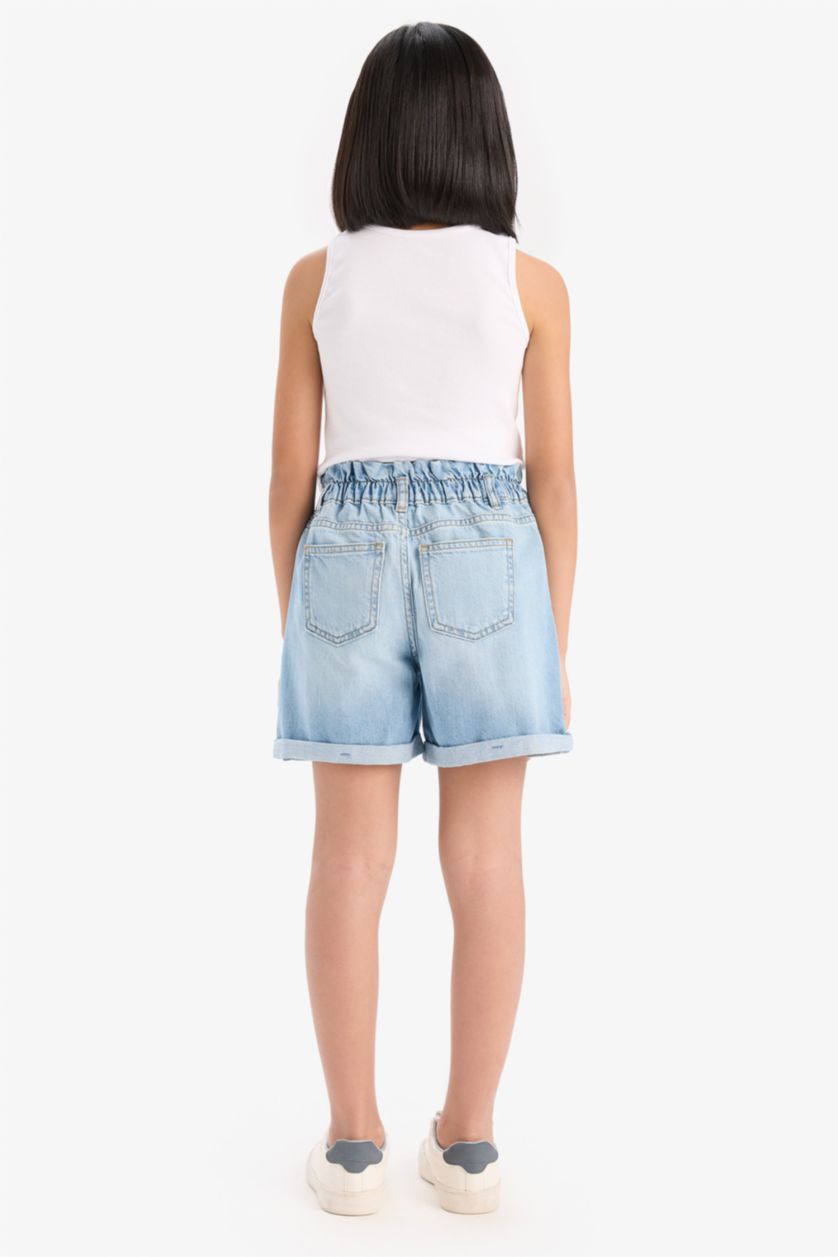 GIRLS & TEENS Light Blue Girl Paperbag Denim Shorts