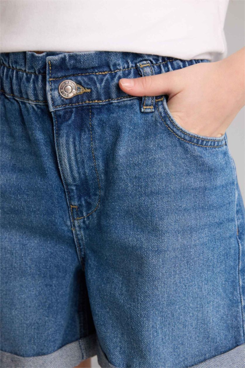 Girls & Teens Light Blue Girl Paperbag Denim Shorts