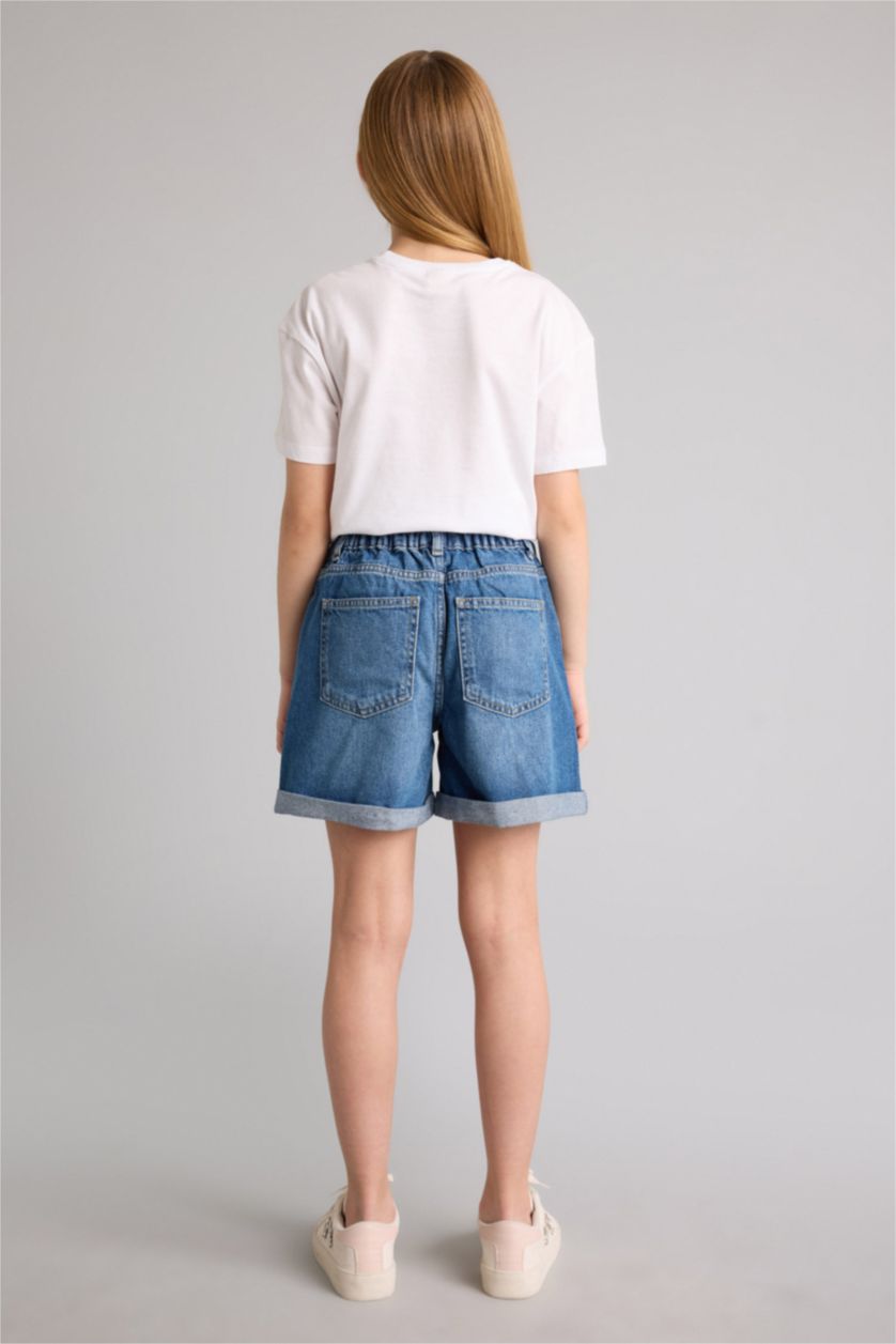 Girls & Teens Light Blue Girl Paperbag Denim Shorts
