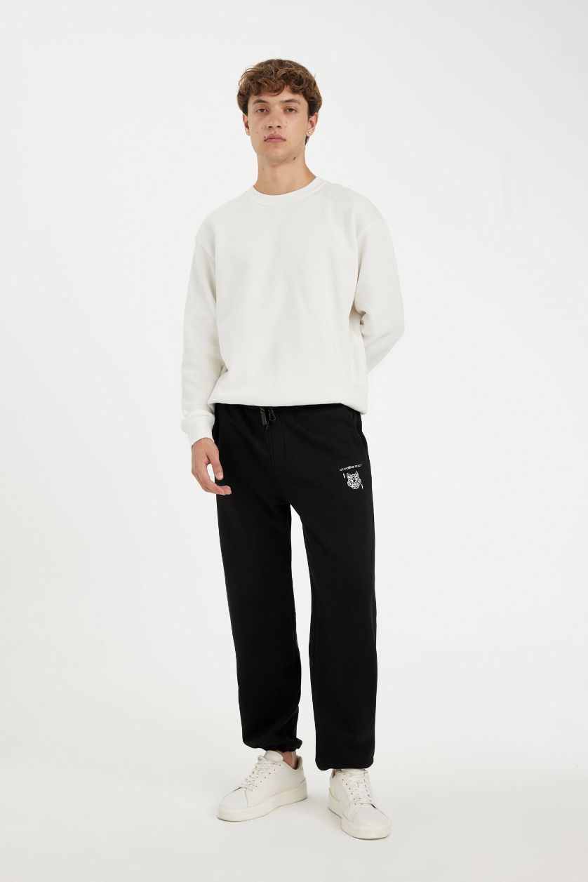 رجالي أسود بنطلون سويت بانتس اوفر سايز برجل واسع بجيب