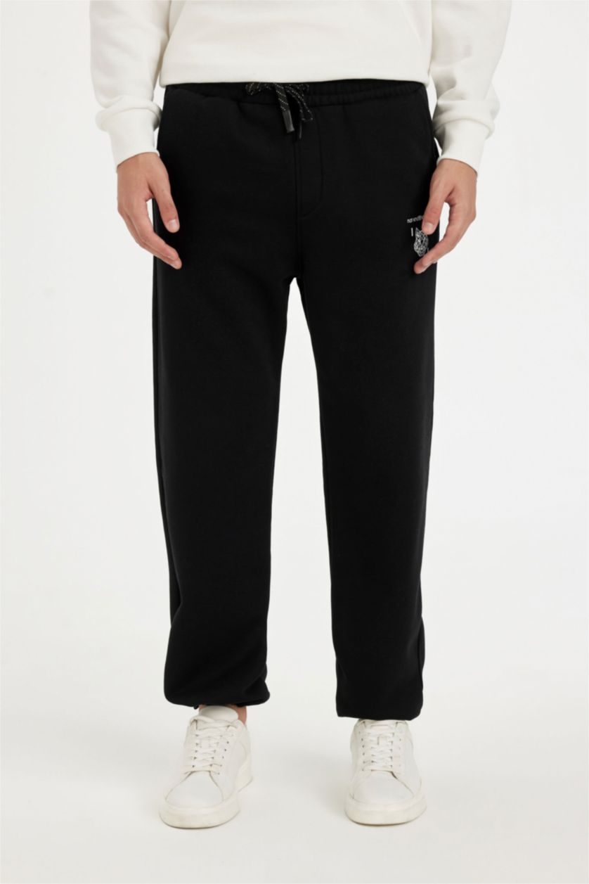 رجالي أسود بنطلون سويت بانتس اوفر سايز برجل واسع بجيب