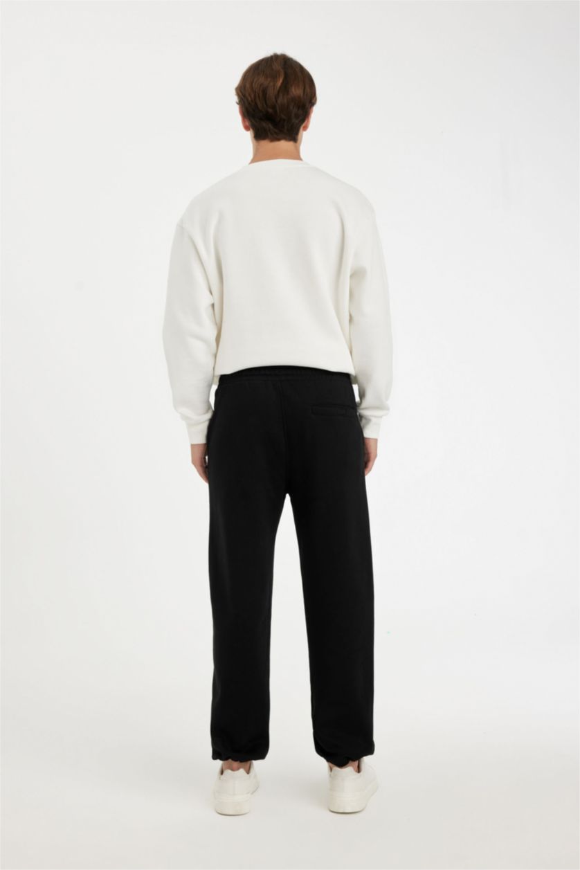 رجالي أسود بنطلون سويت بانتس اوفر سايز برجل واسع بجيب