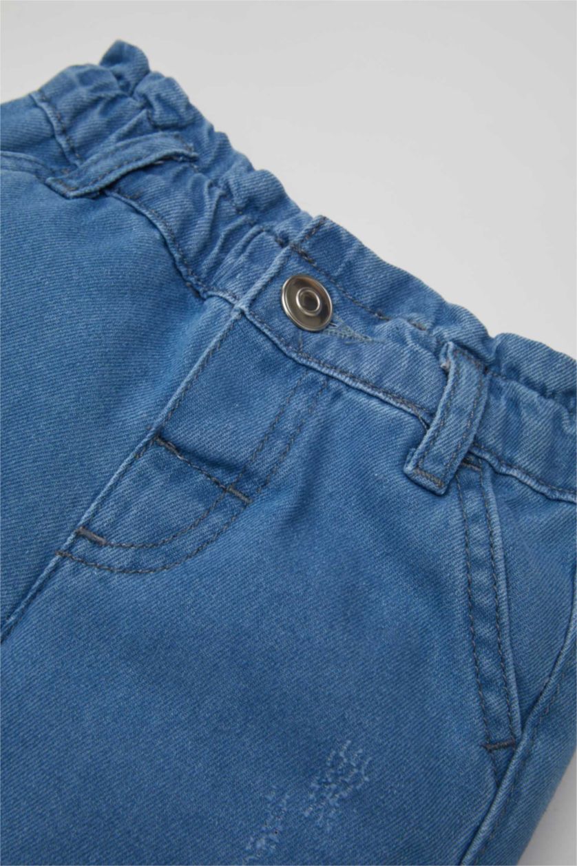 BABY GIRL Blue Baby Girl Paperbag Straight Leg Jeans