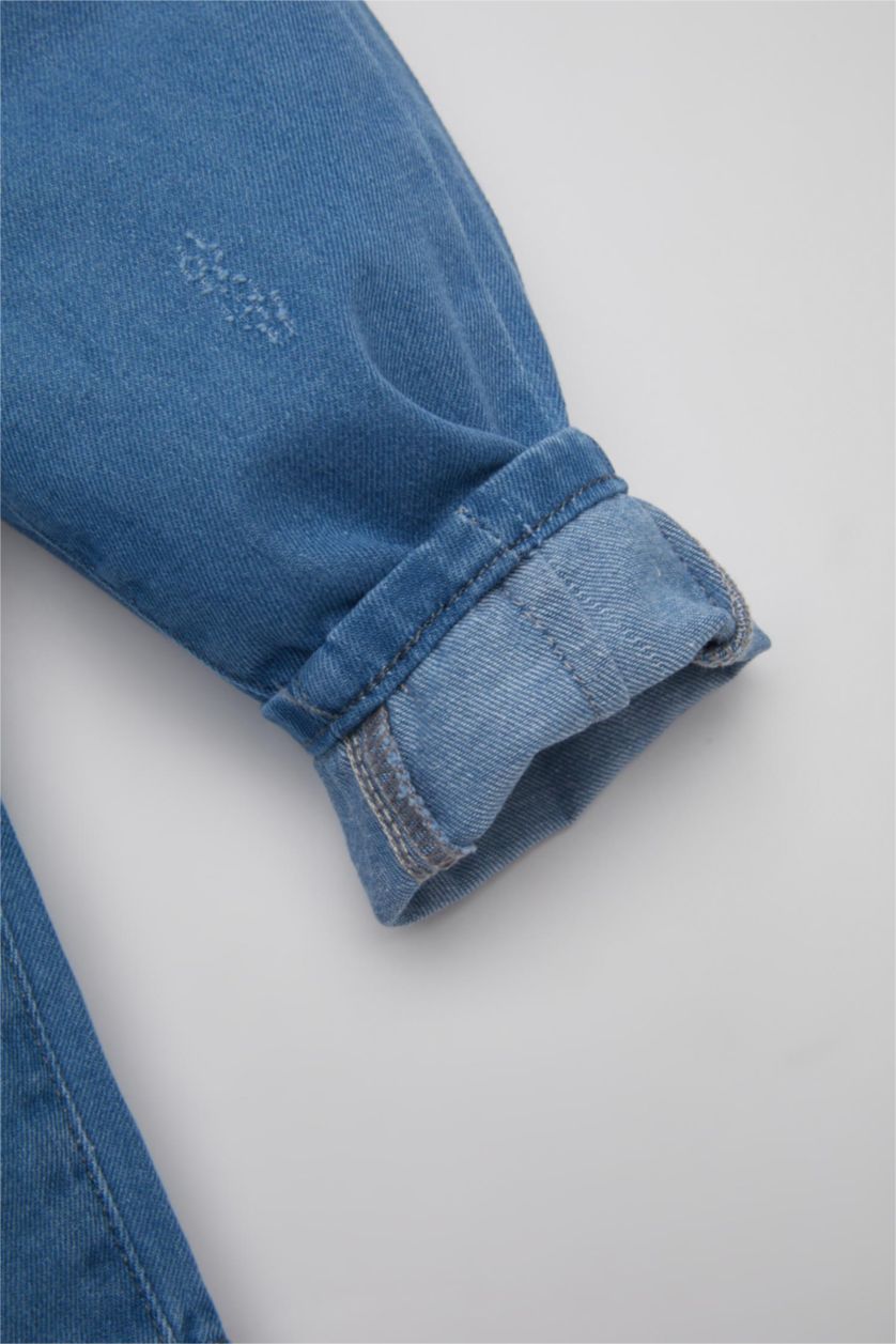 BABY GIRL Blue Baby Girl Paperbag Straight Leg Jeans