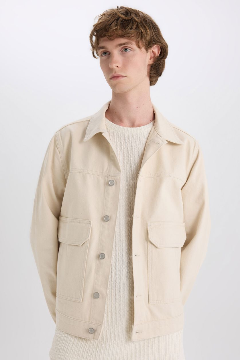 MAN Sand Slim Fit Buttoned Pocket Denim Jacket