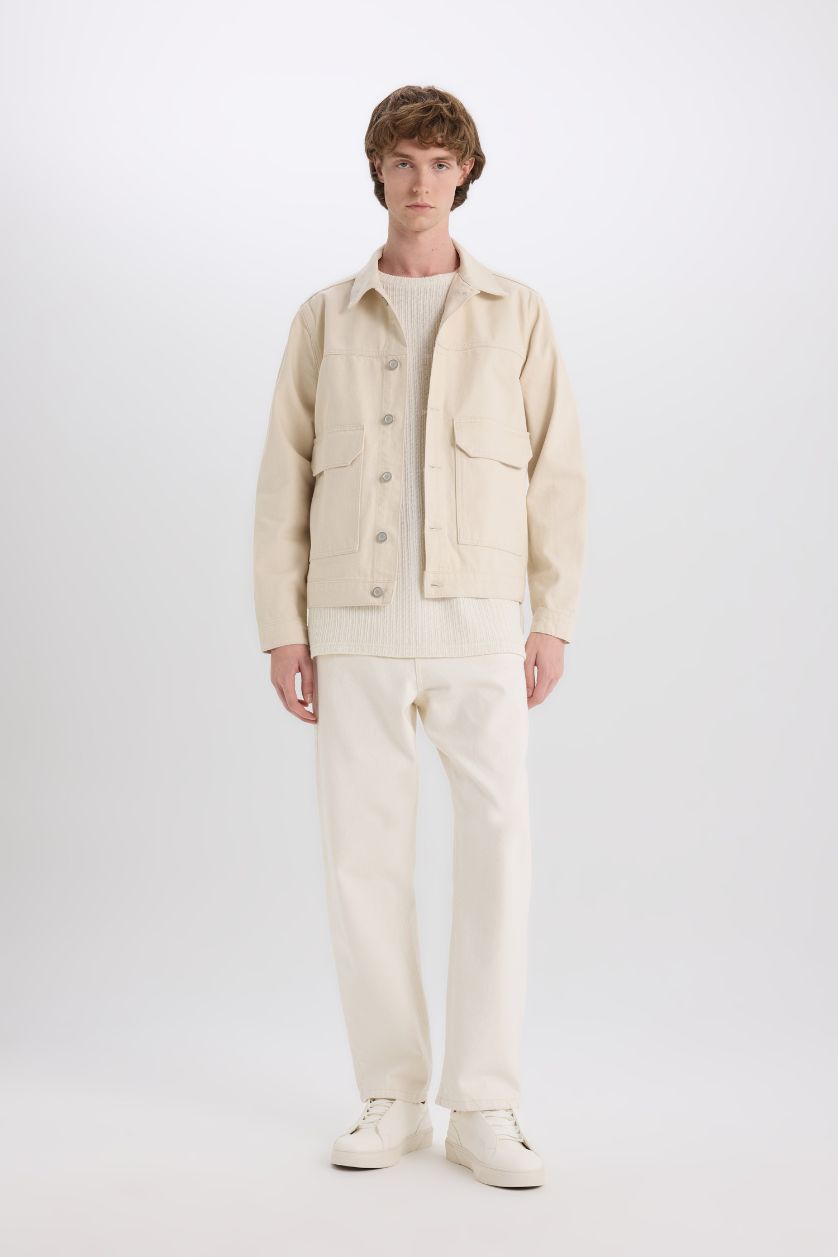 MAN Sand Slim Fit Buttoned Pocket Denim Jacket