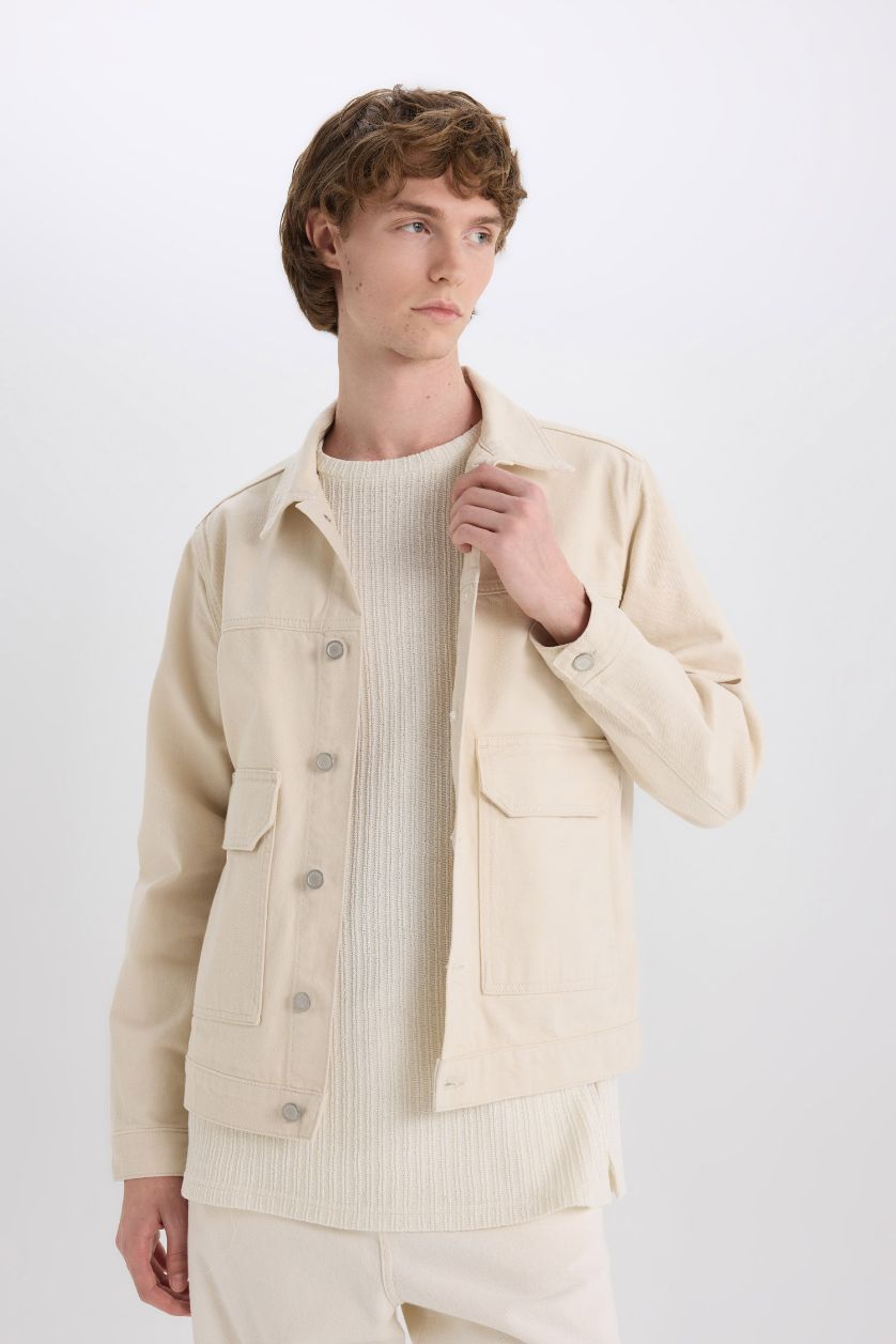 MAN Sand Slim Fit Buttoned Pocket Denim Jacket