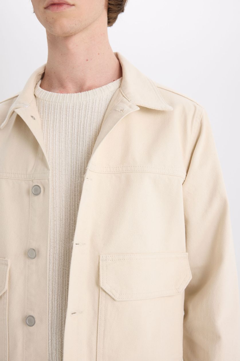 MAN Sand Slim Fit Buttoned Pocket Denim Jacket