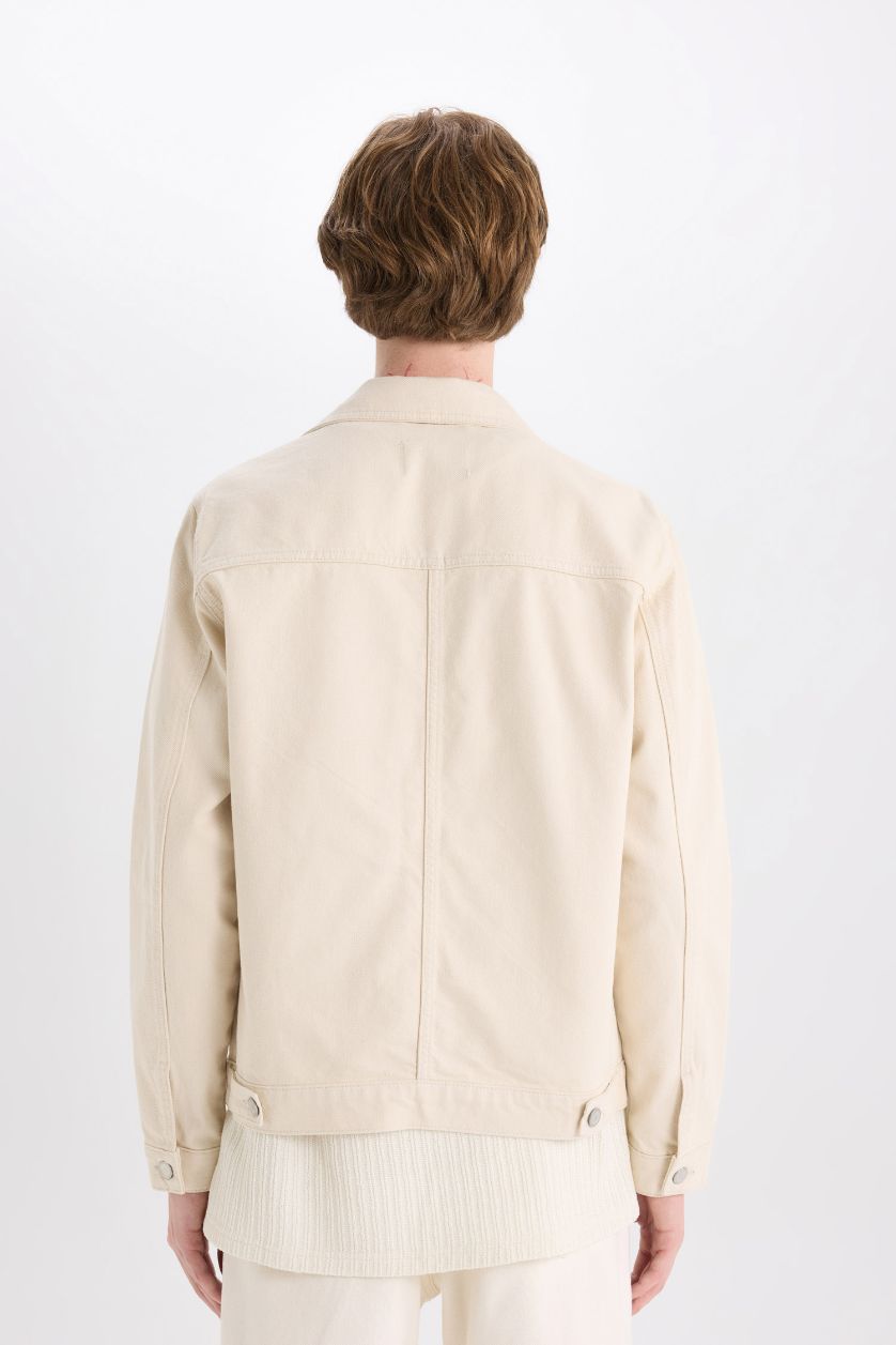 MAN Sand Slim Fit Buttoned Pocket Denim Jacket