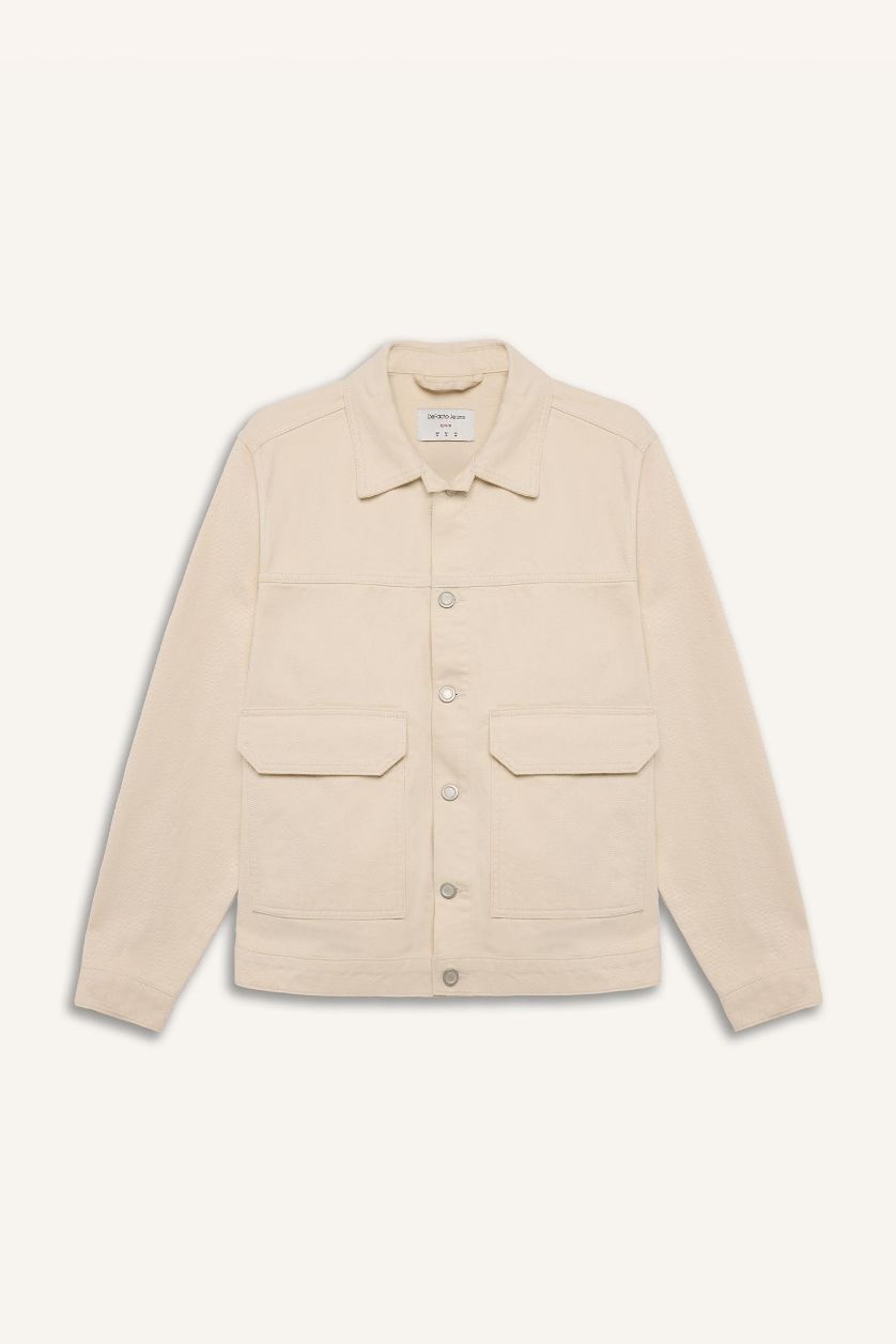 MAN Sand Slim Fit Buttoned Pocket Denim Jacket