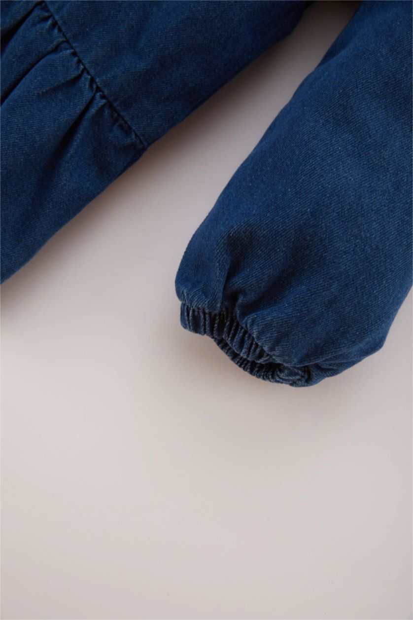 BÉBÉ FILLE Bleu Robe Jean Manches Longues Pour Bébé Fille