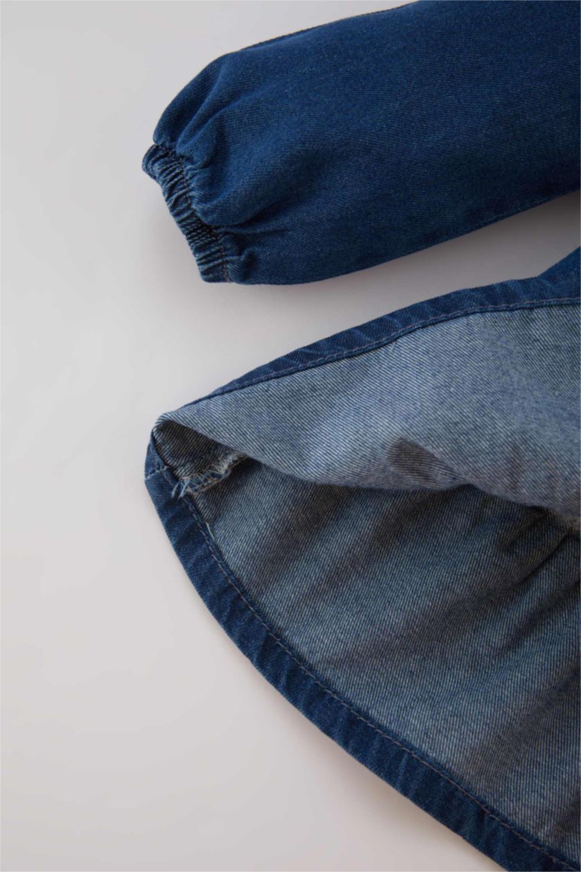 BÉBÉ FILLE Bleu Robe Jean Manches Longues Pour Bébé Fille