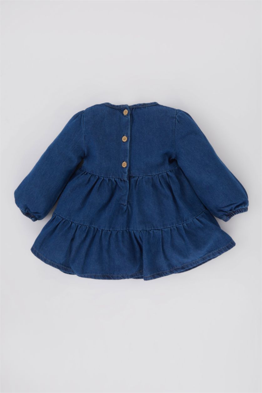 BÉBÉ FILLE Bleu Robe Jean Manches Longues Pour Bébé Fille
