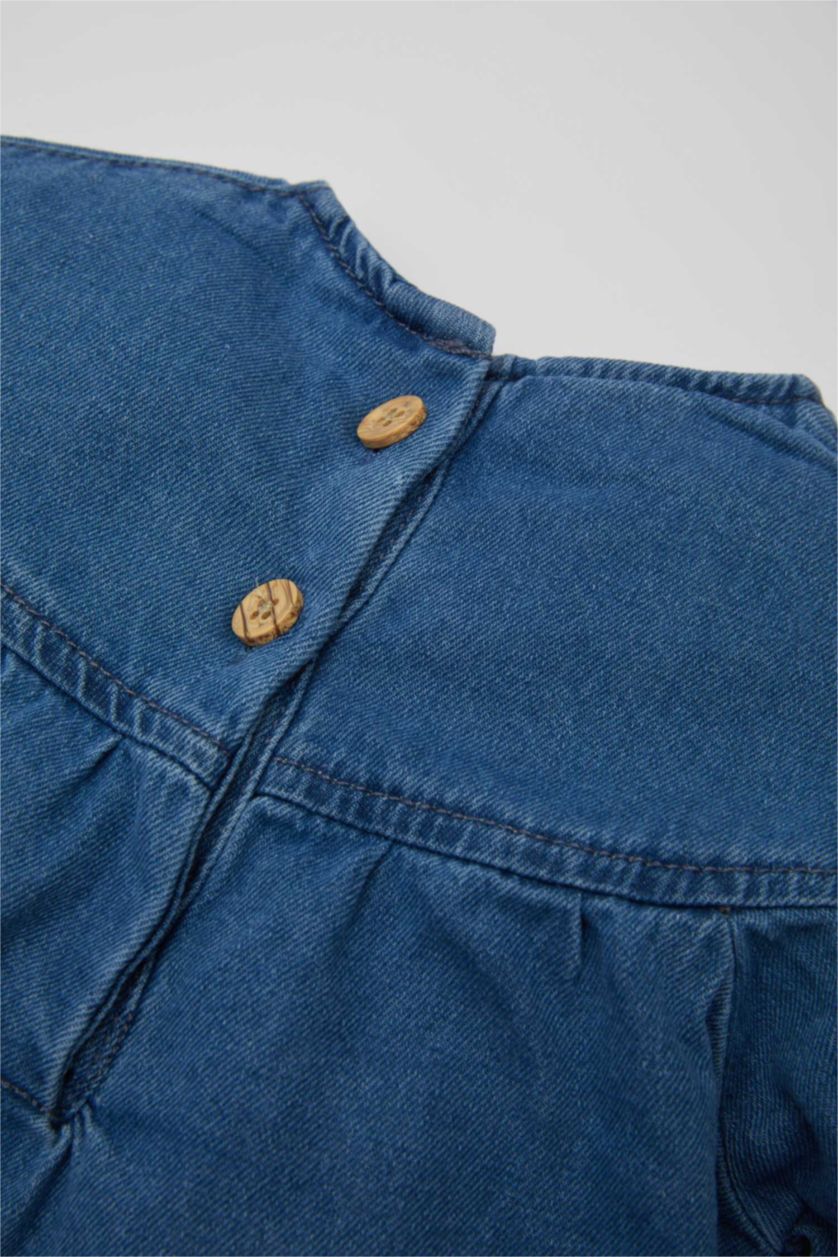 BÉBÉ FILLE Bleu Robe Jean Manches Longues Pour Bébé Fille