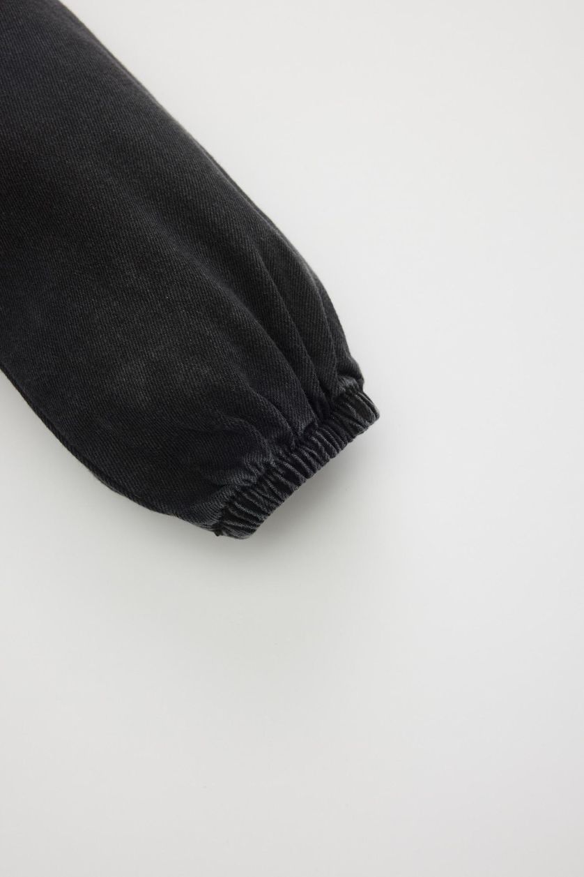 Kız Bebek Antrasit Uzun Kollu Jean Elbise Kız Bebek