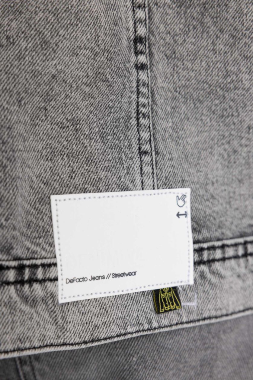 Мужчины Светло-серый Куртка оверсайз из денима для мужчин