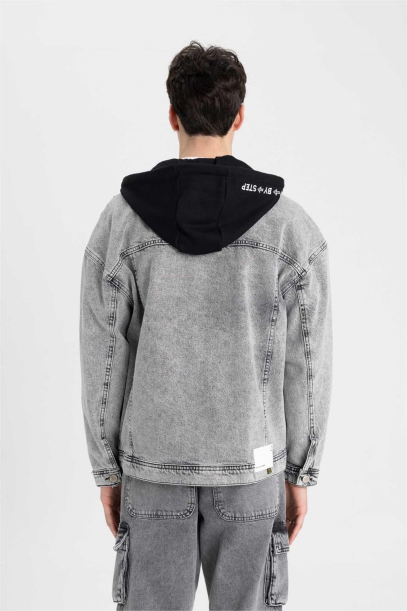 Мужчины Светло-серый Куртка оверсайз из денима для мужчин