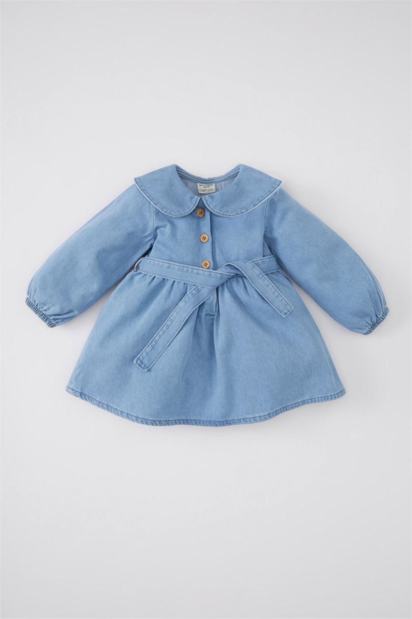 BABY GIRL Light Blue Baby Girl Long Sleeve Denim Dress