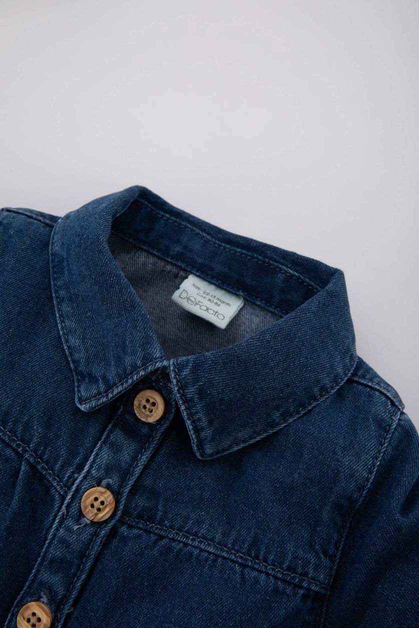 BÉBÉ FILLE Bleu Robe Jean Manches Longues Pour Bébé Fille