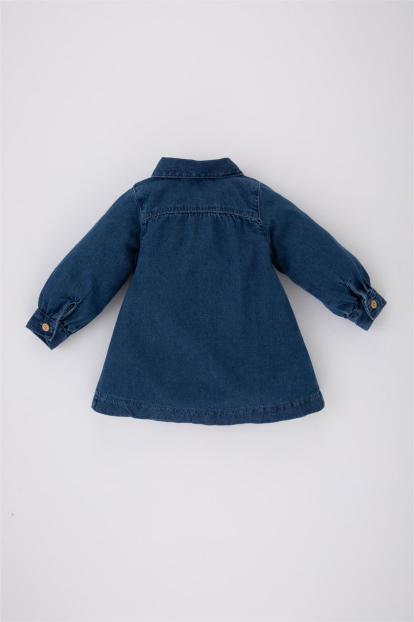 BÉBÉ FILLE Bleu Robe Jean Manches Longues Pour Bébé Fille