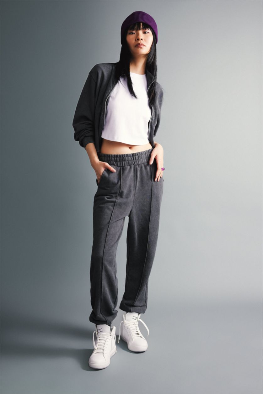 WOMAN Grey jogger Thick Sweatshirt Fabric Trousers
