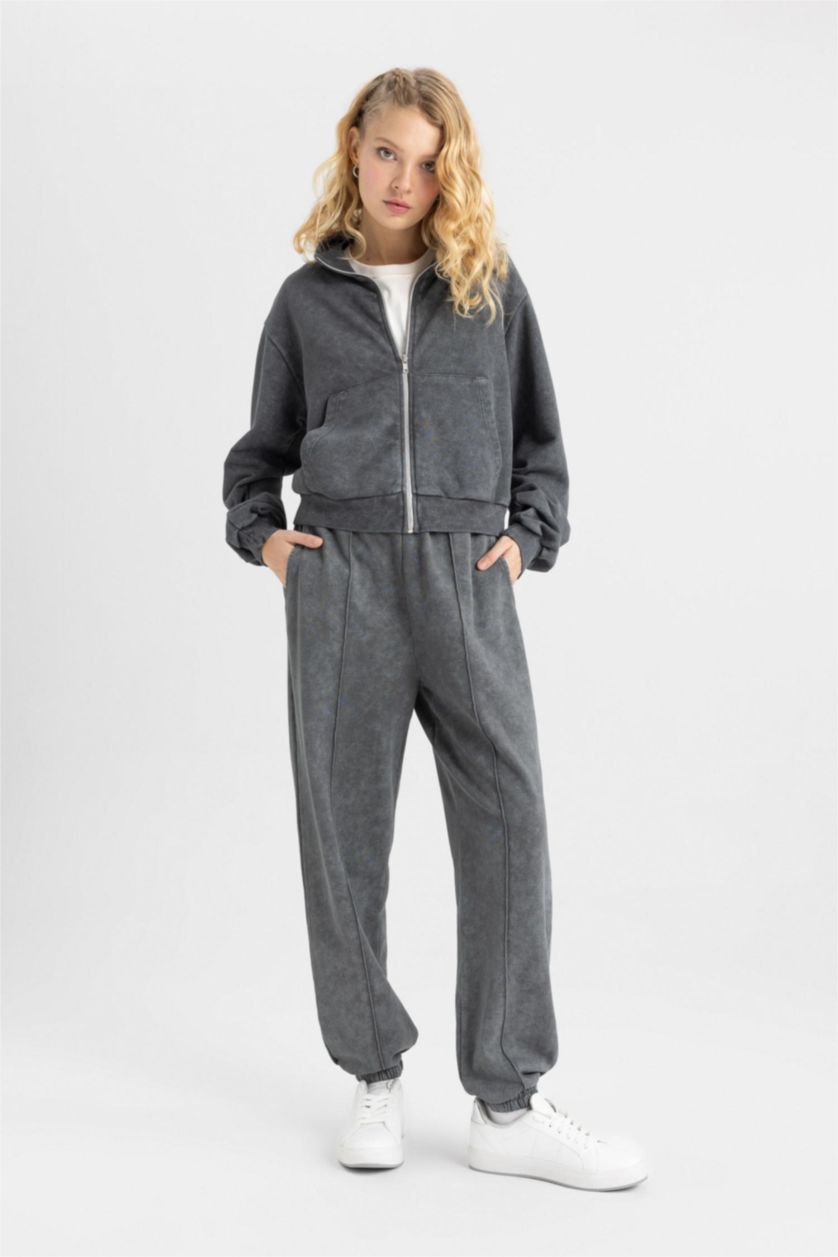 WOMAN Grey jogger Thick Sweatshirt Fabric Trousers