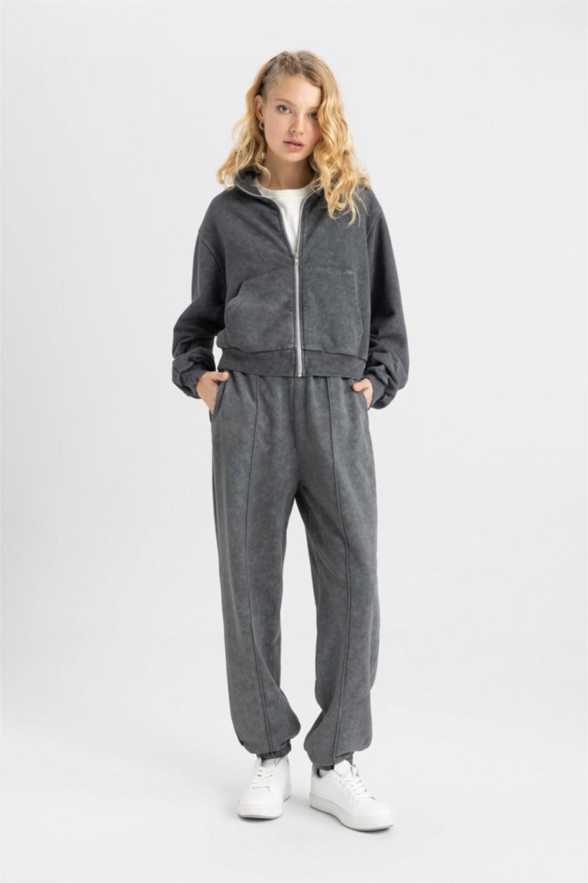WOMAN Grey jogger Thick Sweatshirt Fabric Trousers