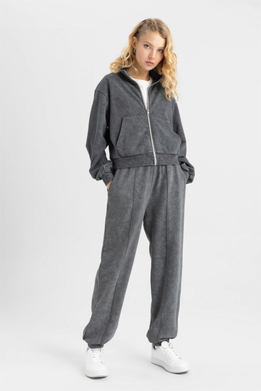 WOMAN Grey jogger Thick Sweatshirt Fabric Trousers