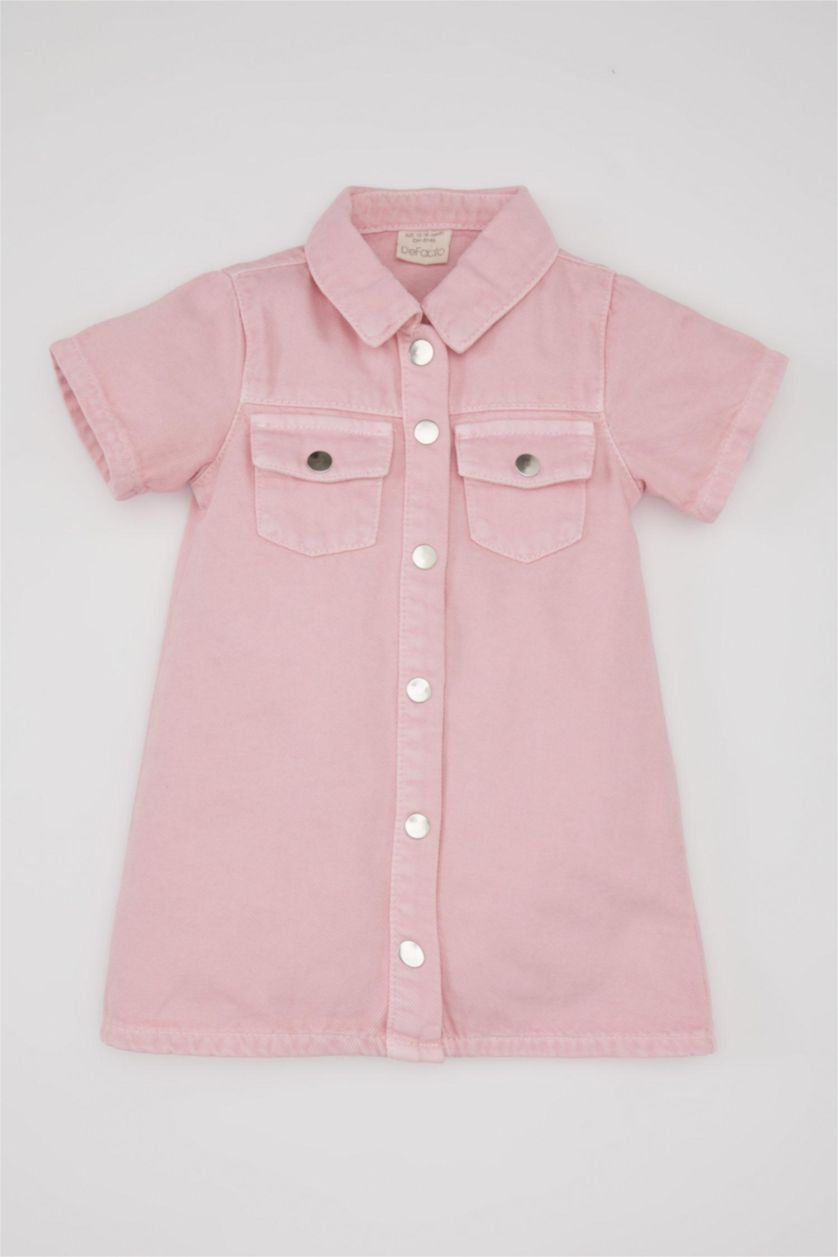 BÉBÉ FILLE Rose Robe Jean à Manches Courtes pour Bébé Fille