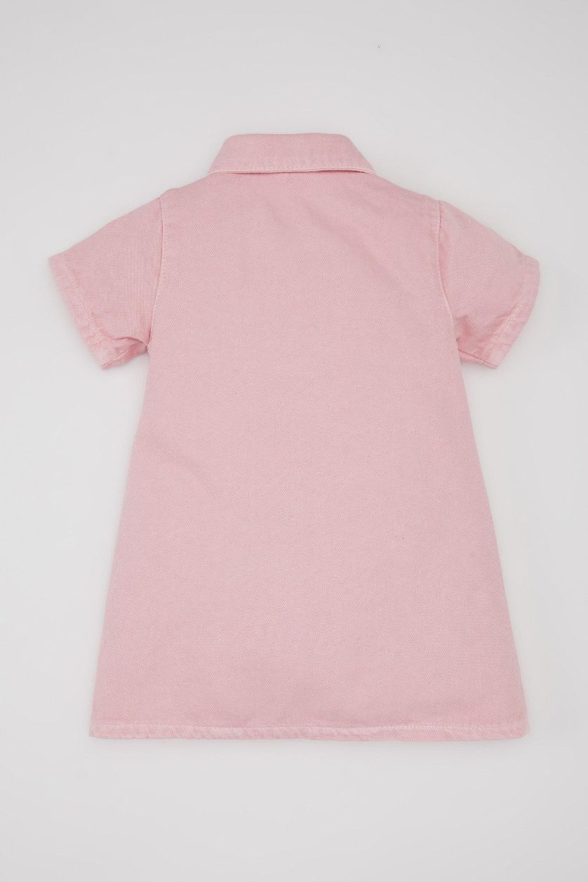 BÉBÉ FILLE Rose Robe Jean à Manches Courtes pour Bébé Fille