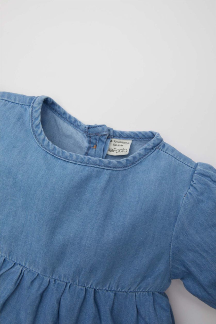 BABY GIRL Blue Baby Girl Short Sleeve Denim Dress