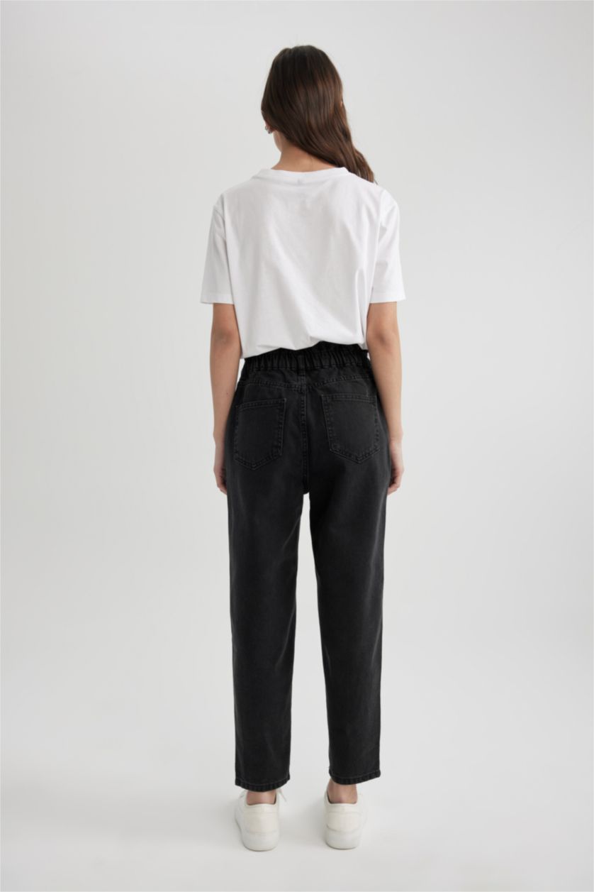 WOMAN Anthracite Paperbag High Waist Ankle Length Jeans