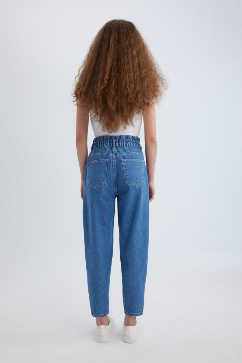 نساء أزرق بنطرون جينز بيبرباج بخصر عالي