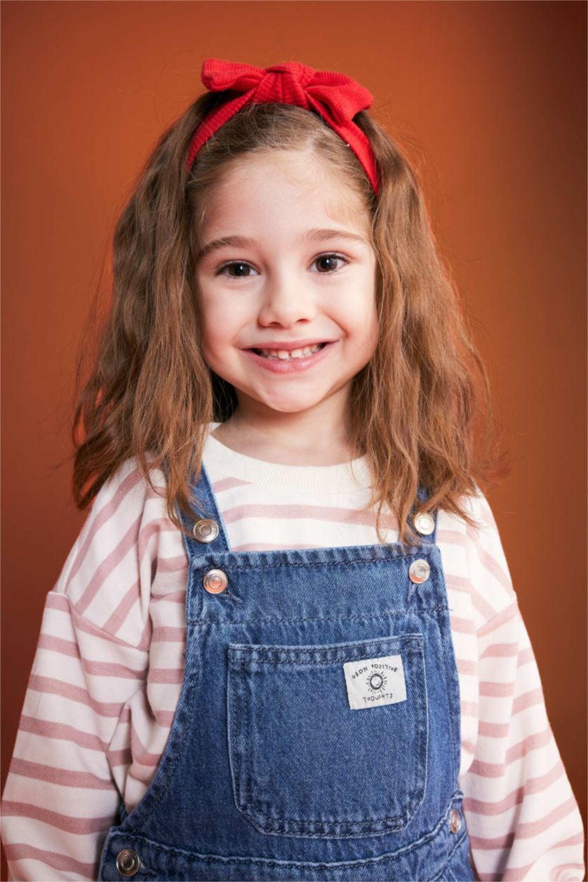 BABY GIRL Blue Baby Girl Label Printed Jean Jumpsuit