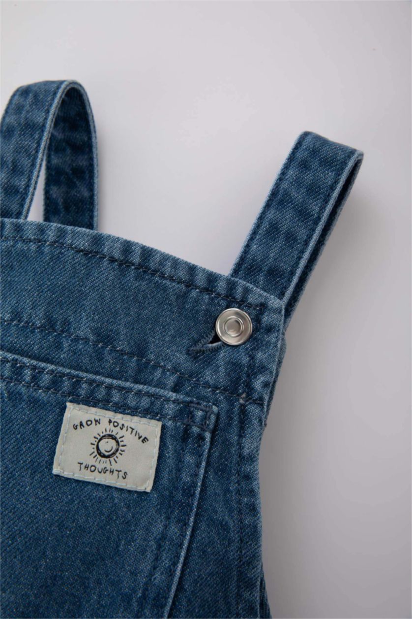 BABY GIRL Blue Baby Girl Label Printed Jean Jumpsuit