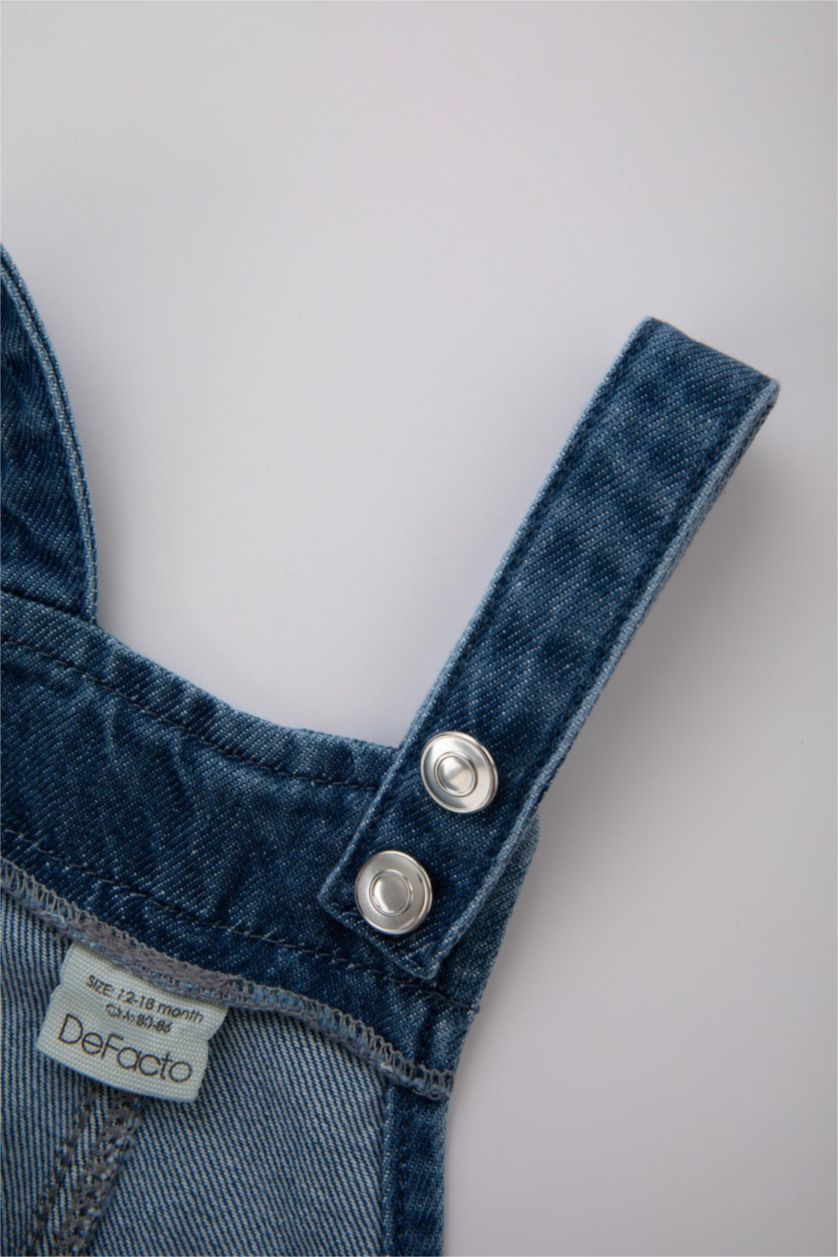 BABY GIRL Blue Baby Girl Label Printed Jean Jumpsuit