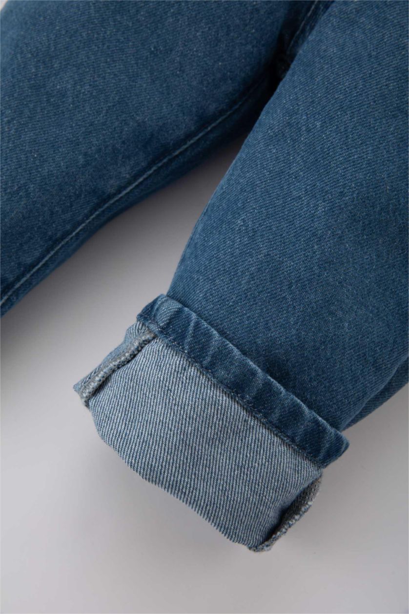 BABY GIRL Blue Baby Girl Label Printed Jean Jumpsuit