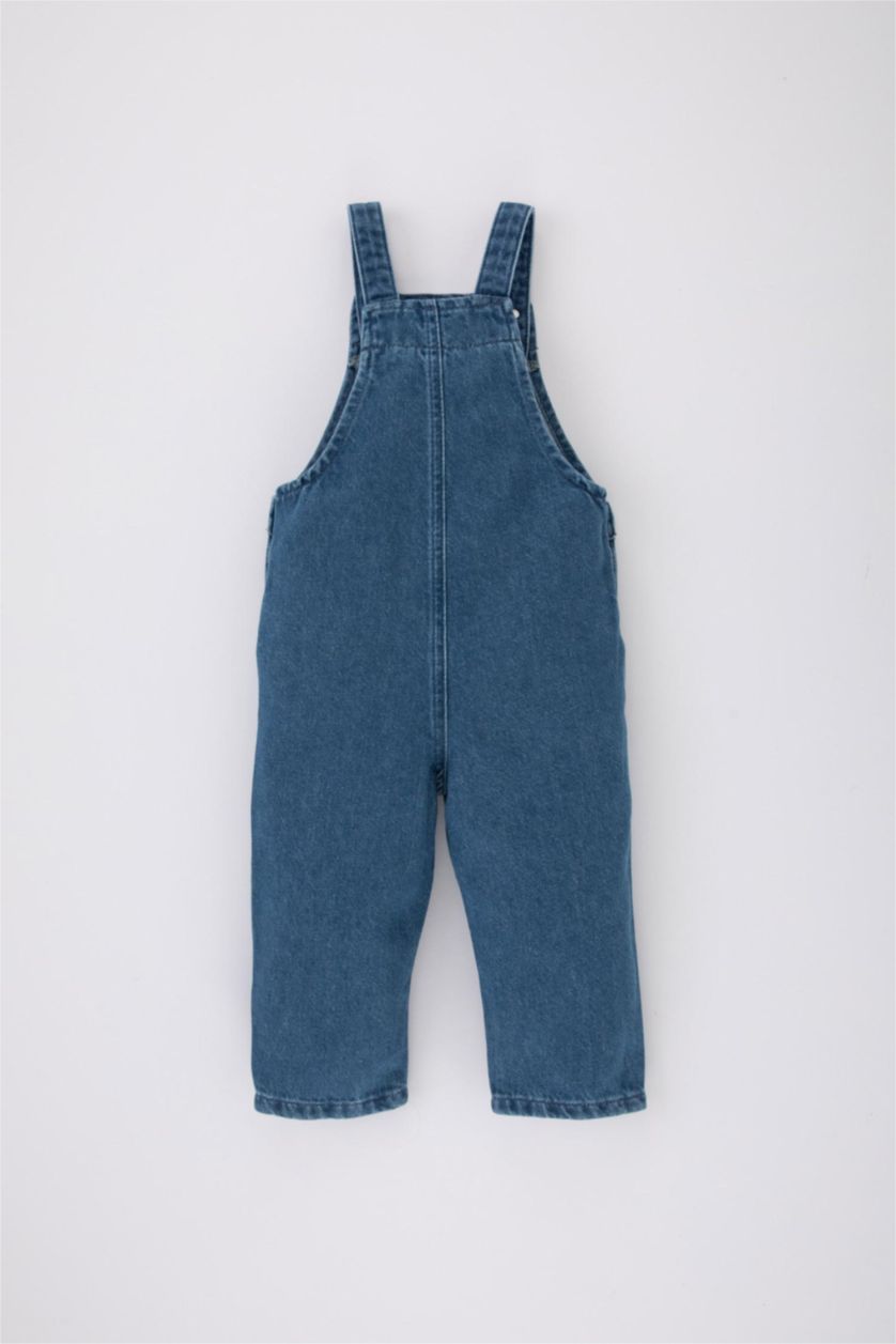 BABY GIRL Blue Baby Girl Label Printed Jean Jumpsuit