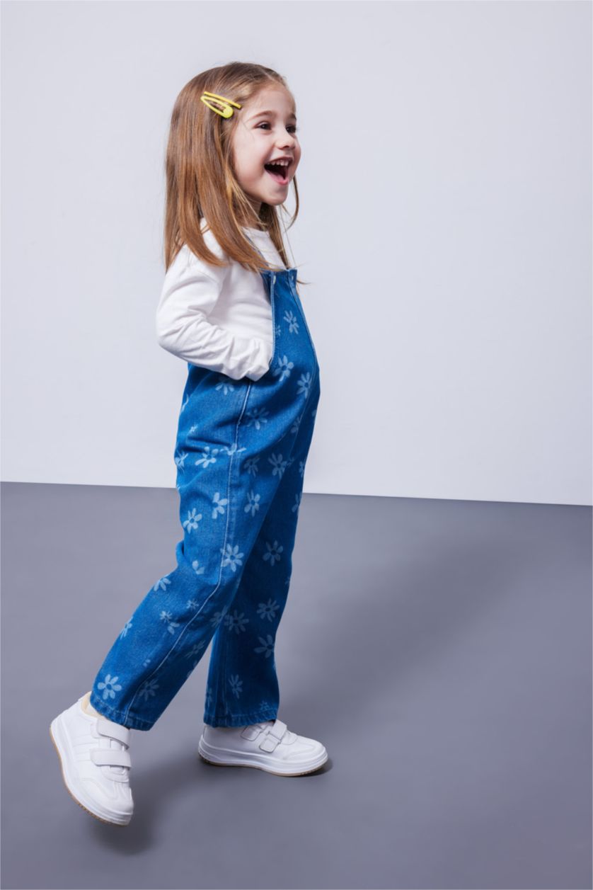 BÉBÉ FILLE Bleu Salopette Jean à Fleurs pour Bébé Fille