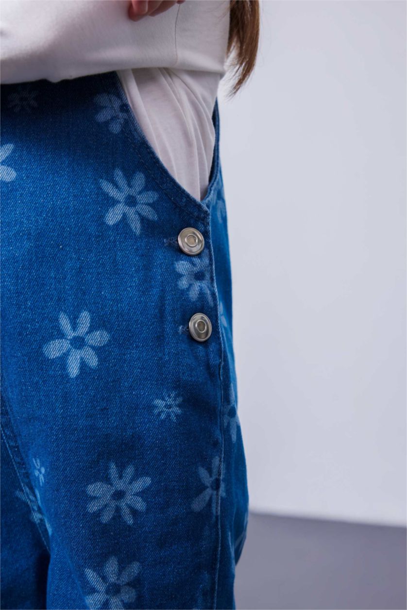 BÉBÉ FILLE Bleu Salopette Jean à Fleurs pour Bébé Fille