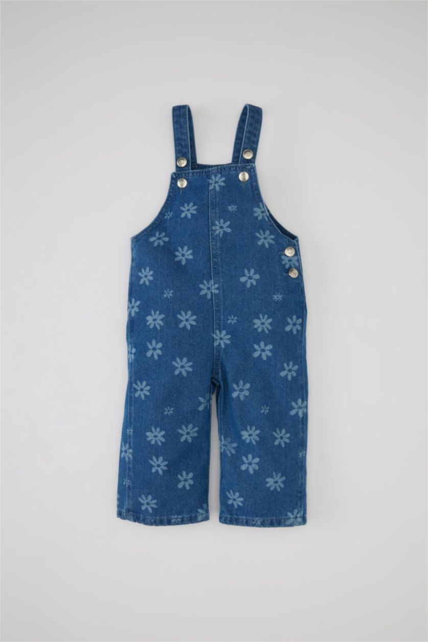 BÉBÉ FILLE Bleu Salopette Jean à Fleurs pour Bébé Fille