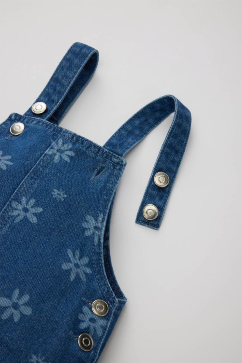 BÉBÉ FILLE Bleu Salopette Jean à Fleurs pour Bébé Fille