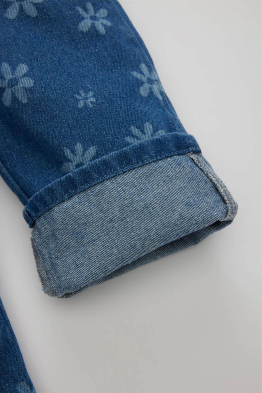 BÉBÉ FILLE Bleu Salopette Jean à Fleurs pour Bébé Fille