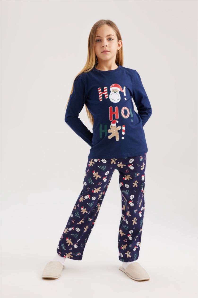 GIRLS & TEENS NAVY Girl New Year Themed Cotton Mini Me 2 Piece Pajama Set